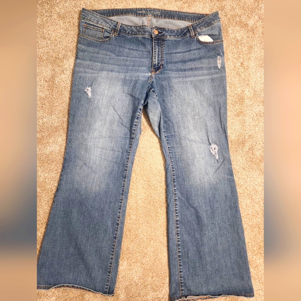 Old Navy Distressed Blue Flare Jeans